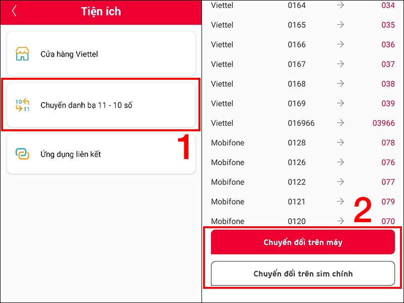 Các bước chuyển sim 11 số sang 10 số bằng ứng dụng My Viettel