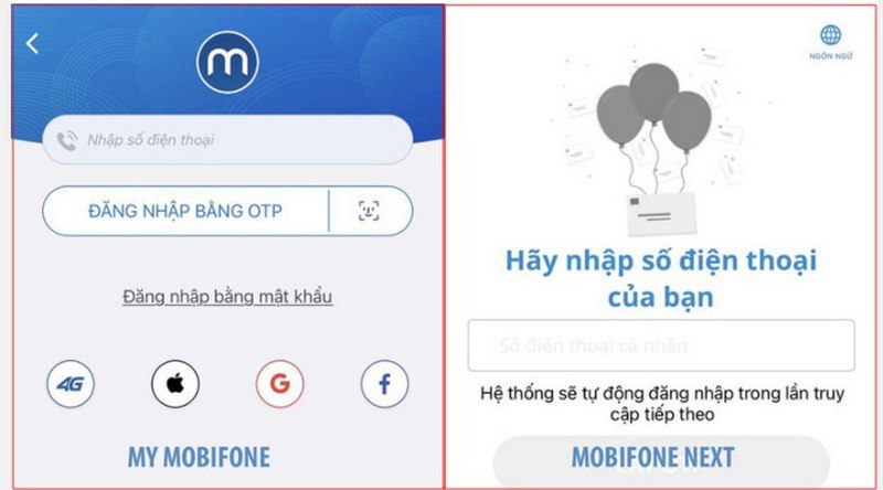 Đăng nhập vào tài khoản Mobifone Next