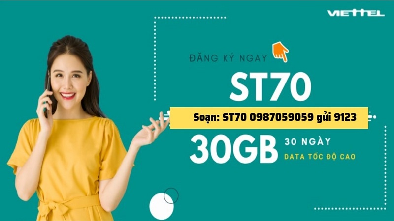 Được tặng miễn phí 1GB mỗi ngày khi đăng ký gói cước 4G Viettel ST70