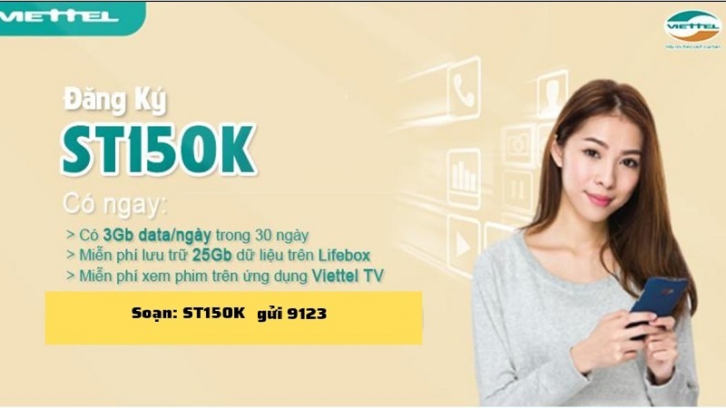 Gói cước ST150K miễn phí data xem phim trên ứng dụng Viettel TV