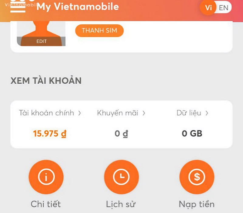 Kiểm tra dịch vụ Vietnamobile đang sử dụng bằng ứng dụng My Vietnamobile