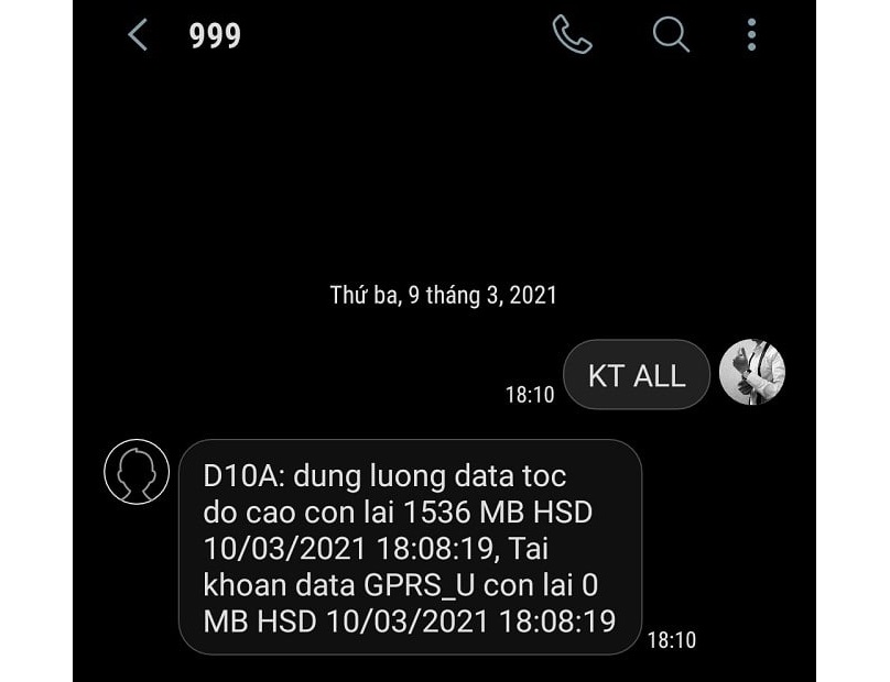 Kiểm tra dung lượng còn lại của gói cước D10 Mobifone bằng tin nhắn