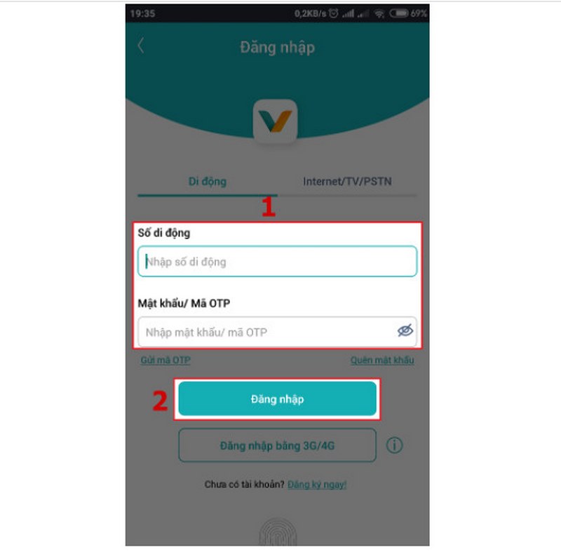 Nhập số điện thoại và mật khẩu để đăng nhập vào tài khoản My Viettel