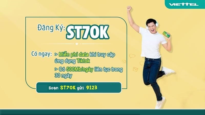 Thông tin chi tiết về gói cước mạng 4G Viettel đăng ký 1 tháng ST70K