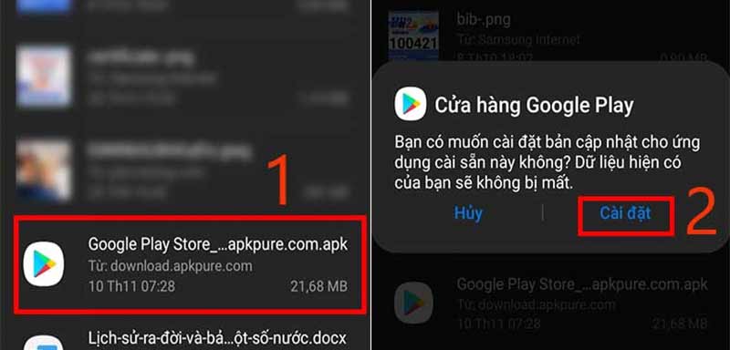 bước 1 bạn vào APK Google Play Store
