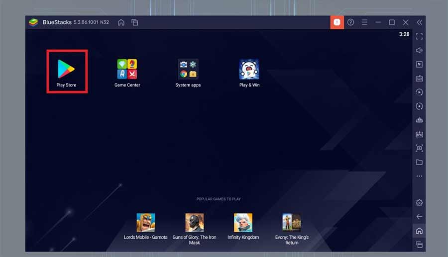 bước 2 đợi blueStacks tự động cài đặt CH Play