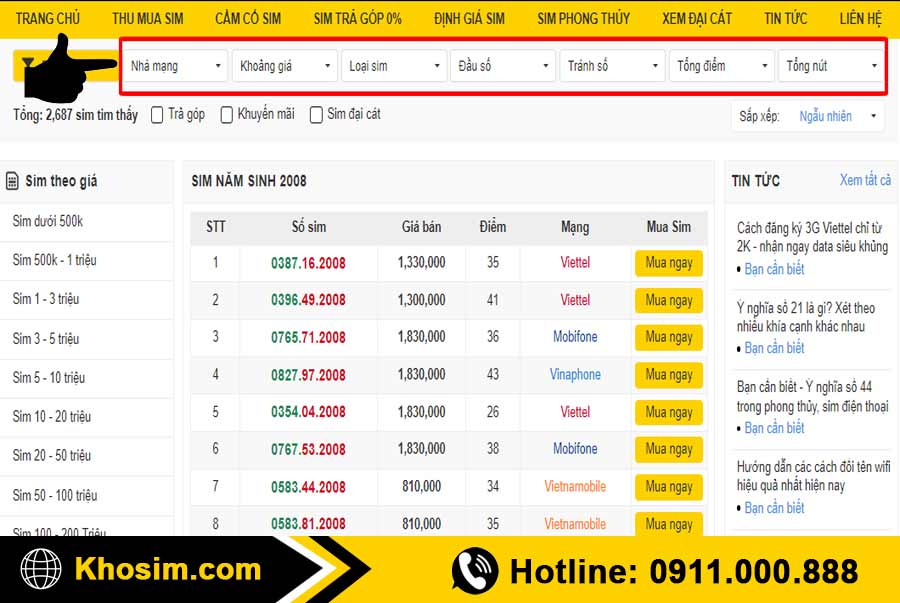 bước 2 lọc sim năm sinh 2008 đúng ý