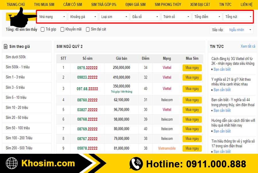 bước 2 lọc sim ngũ quý 2 đúng ý