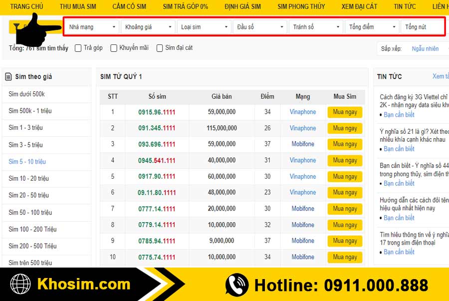 bước 2 lọc sim tứ quý 1 đúng ý