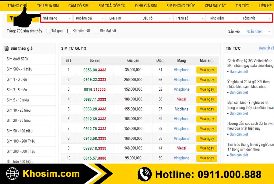 bước 2 lọc sim tứ quý 3 đúng ý