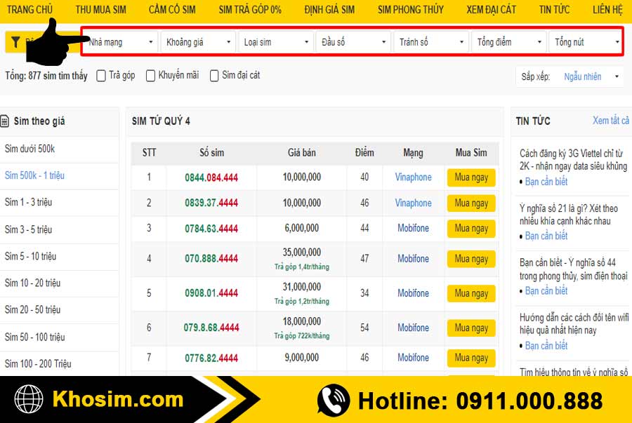 bước 2 lọc sim tứ quý 4 đúng ý