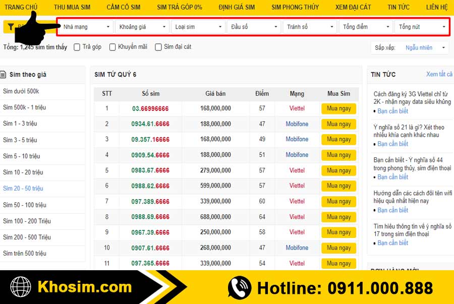 bước 2 lọc sim tứ quý 6 đúng ý