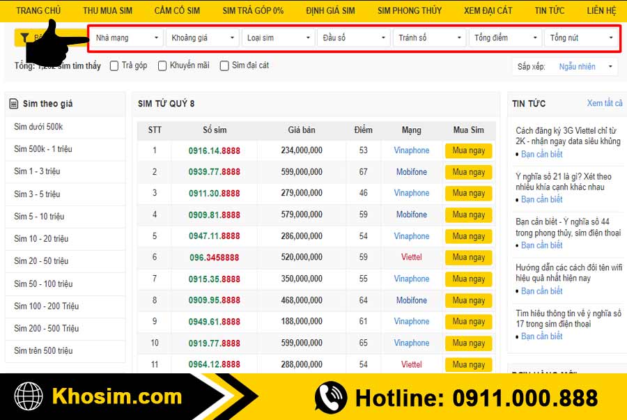 bước 2 lọc sim tứ quý 2 đúng ý