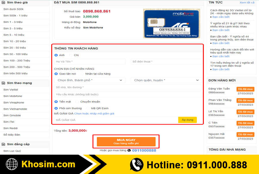 bước 4 điền thông tin mua sim đầu 08