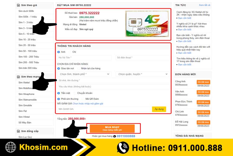 bước 4 điền thông tin mua sim ngũ quý 2