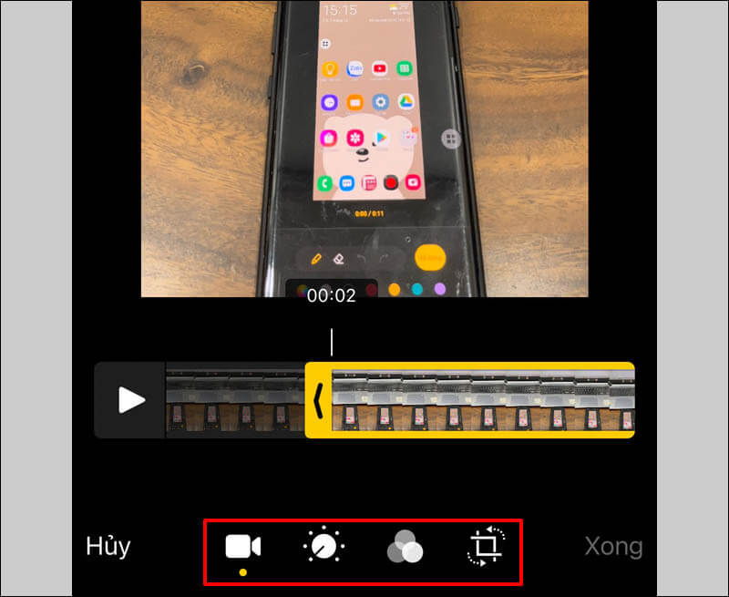 Các tùy chọn dùng để edit video trên Iphone - hệ điều hành IOS