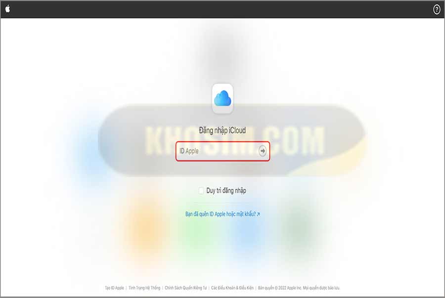 Đăng nhập icloud