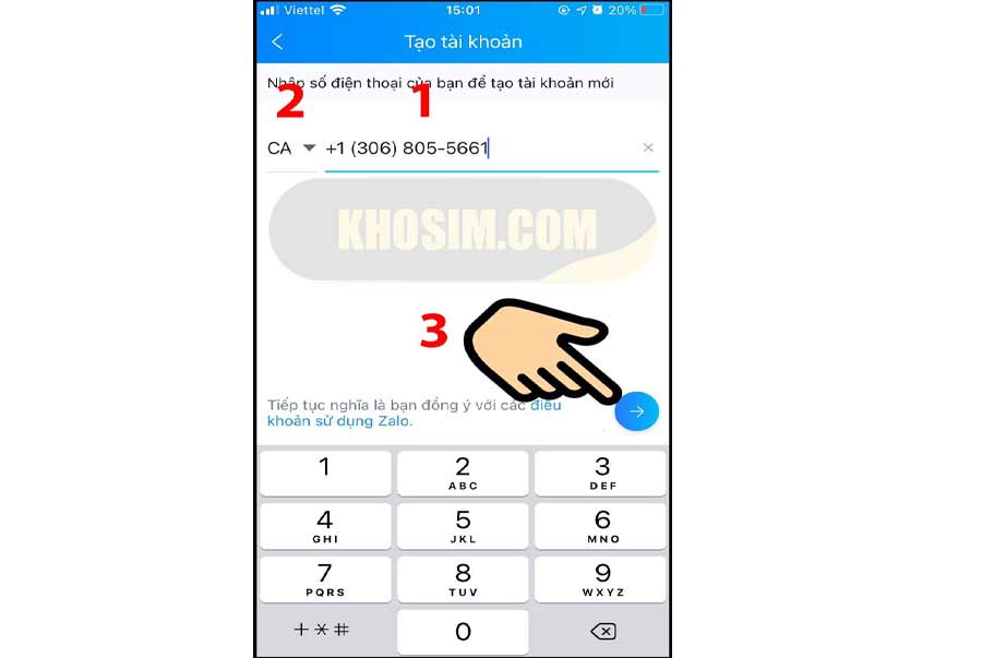 nhập số điện thoại