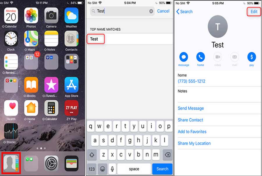 vào danh bạ trên iphone